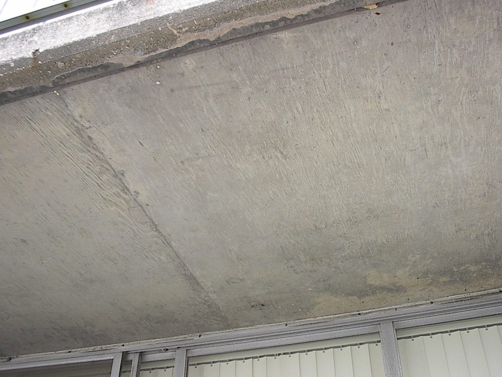 Water penetration from concrete above